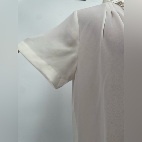 2FOR$30 Retro Ann Taylor Off White Ruffle Detailed Secretary Blouse - Picture 4 of 11